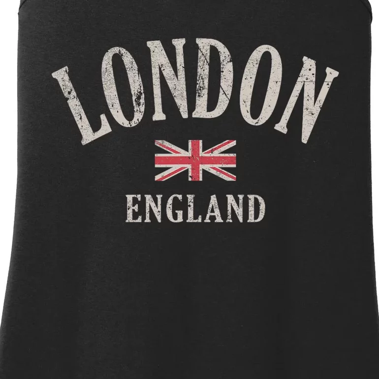 Distressed London England Uk Flag Ladies Essential Tank