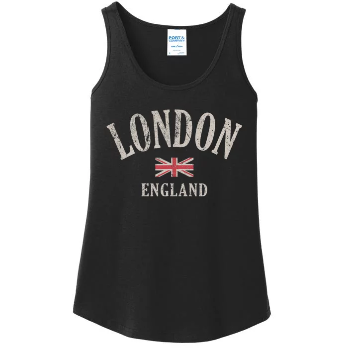 Distressed London England Uk Flag Ladies Essential Tank