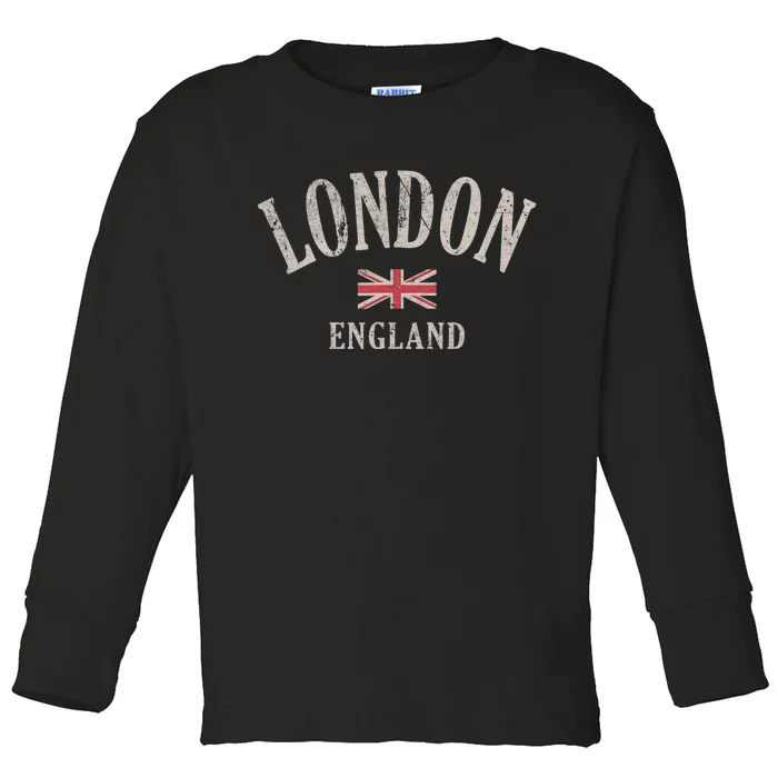 Distressed London England Uk Flag Toddler Long Sleeve Shirt