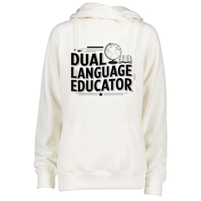 Dual Language Educator Womens Funnel Neck Pullover Hood