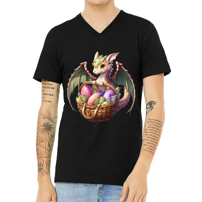 Dragon  Lover - Easter Eggs Basket V-Neck T-Shirt