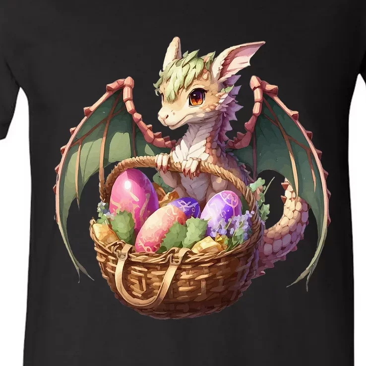 Dragon  Lover - Easter Eggs Basket V-Neck T-Shirt