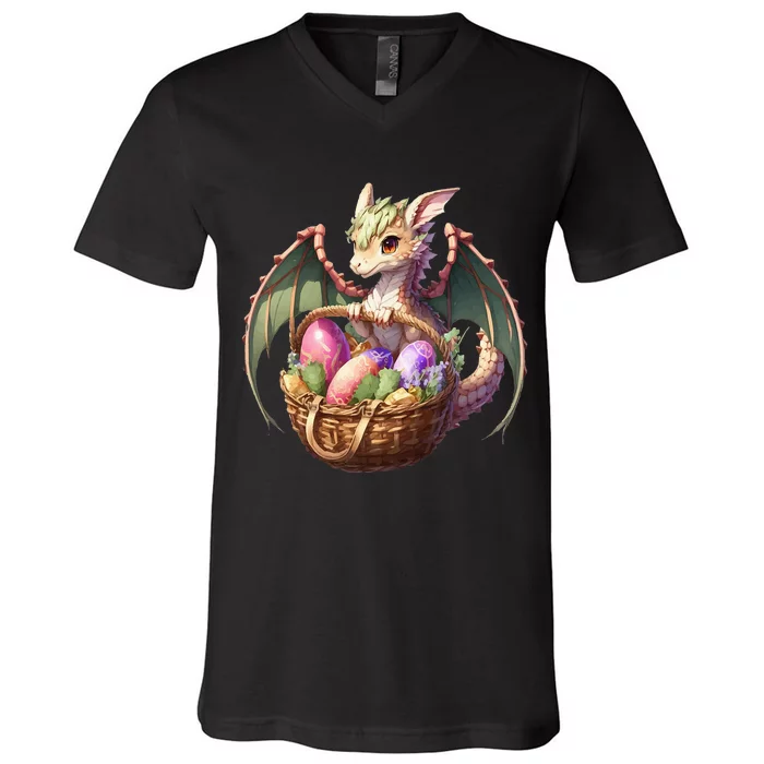 Dragon  Lover - Easter Eggs Basket V-Neck T-Shirt