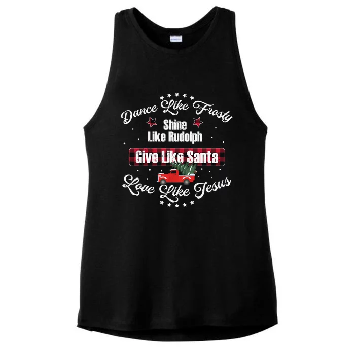 Dance Like Frosty Shine Like Rudolph Love Like Jesus Xmas Gift Ladies Tri-Blend Wicking Tank