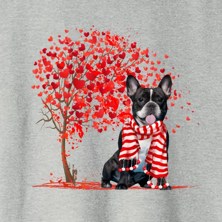 Dog Lover French Bulldog Dog Heart Tree Valentine's Day Gift Women's Crop Top Tee