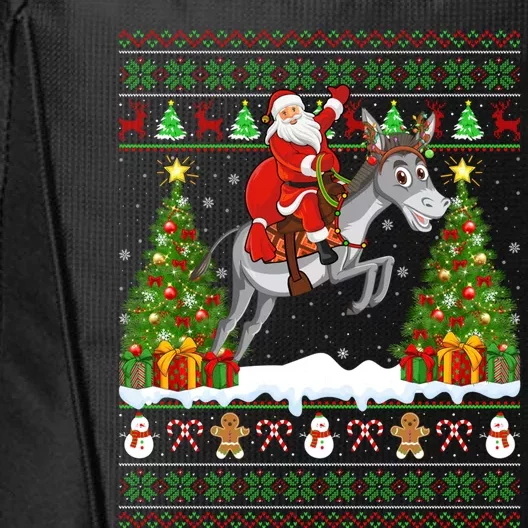 Donkey Lover Funny Ugly Santa Riding Donkey Christmas Gift City Backpack