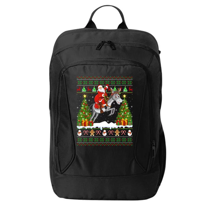 Donkey Lover Funny Ugly Santa Riding Donkey Christmas Gift City Backpack