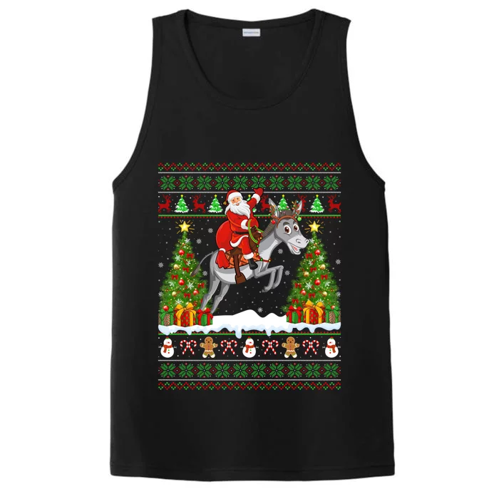 Donkey Lover Funny Ugly Santa Riding Donkey Christmas Gift Performance Tank