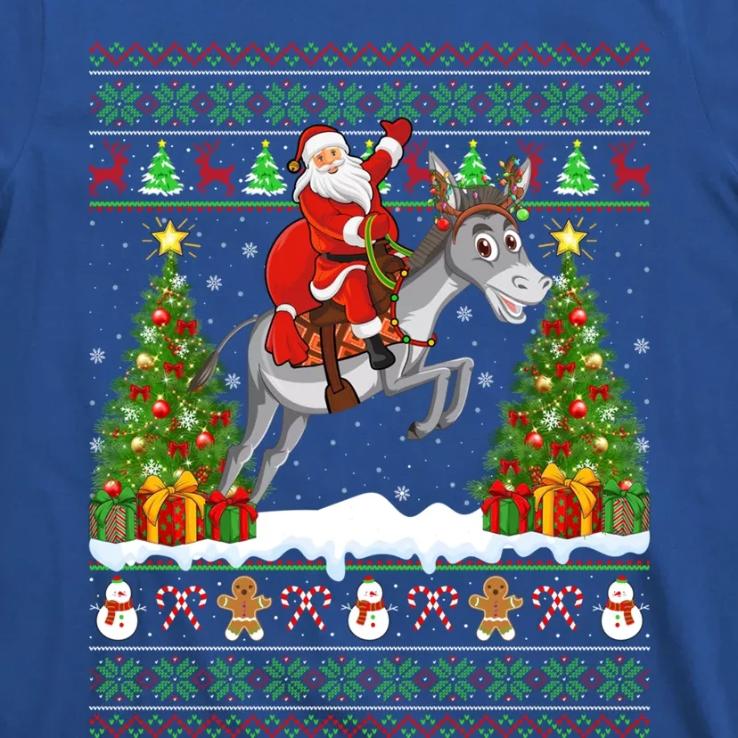 Donkey Lover Funny Ugly Santa Riding Donkey Christmas Gift T-Shirt