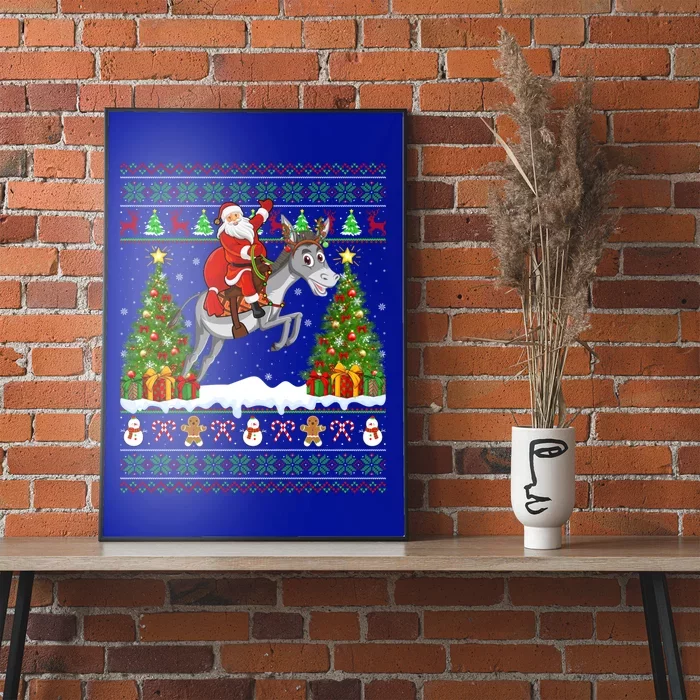 Donkey Lover Funny Ugly Santa Riding Donkey Christmas Gift Poster