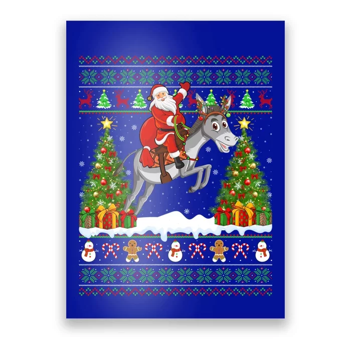 Donkey Lover Funny Ugly Santa Riding Donkey Christmas Gift Poster