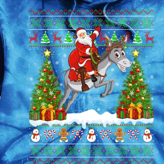 Donkey Lover Funny Ugly Santa Riding Donkey Christmas Gift Tie Dye Hoodie