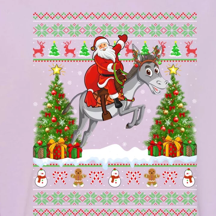 Donkey Lover Funny Ugly Santa Riding Donkey Christmas Gift Garment-Dyed Sweatshirt