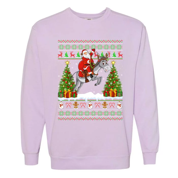 Donkey Lover Funny Ugly Santa Riding Donkey Christmas Gift Garment-Dyed Sweatshirt