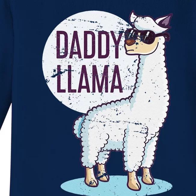 Daddy Llama Funny Dad Gift Fathers Day Baby Long Sleeve Bodysuit