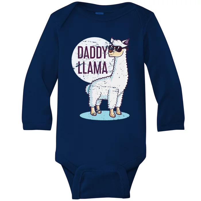 Daddy Llama Funny Dad Gift Fathers Day Baby Long Sleeve Bodysuit