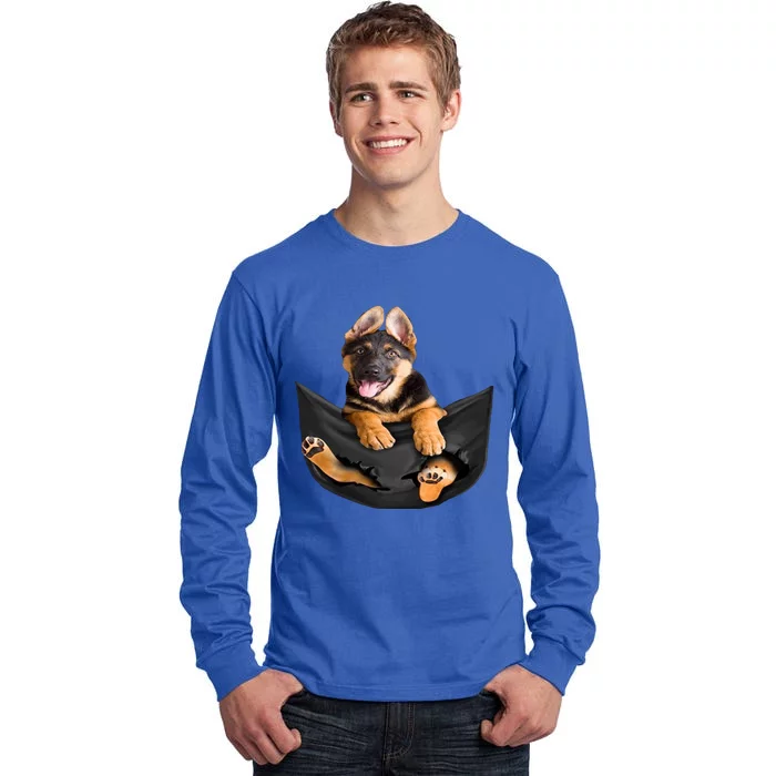 Dog Lovers Funny Gift Ger Shepherd In Pocket Funny Dog Face Funny Gift Tall Long Sleeve T-Shirt