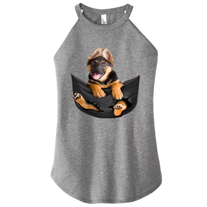 Dog Lovers Funny Gift Ger Shepherd In Pocket Funny Dog Face Funny Gift Women’s Perfect Tri Rocker Tank