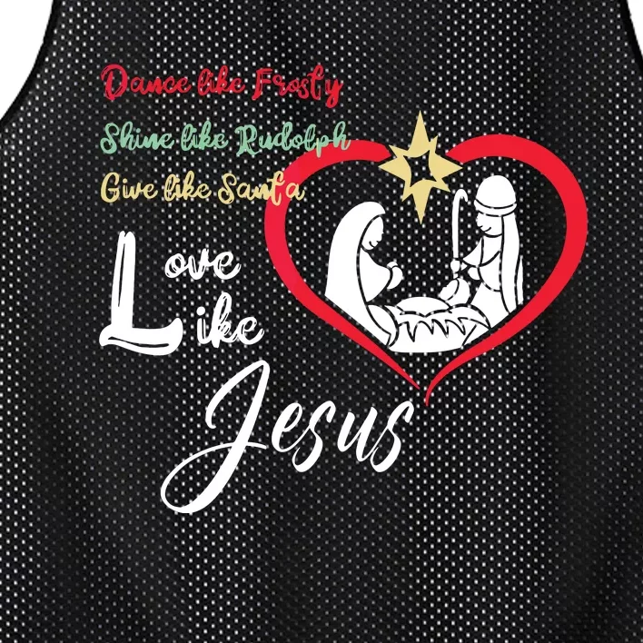 Dance Like Frosty Shine Like Rudolph Love Like Jesus Christ Mesh Reversible Basketball Jersey Tank