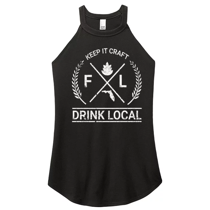 Drink Local Florida Vintage Craft Beer Brewing Women’s Perfect Tri Rocker Tank