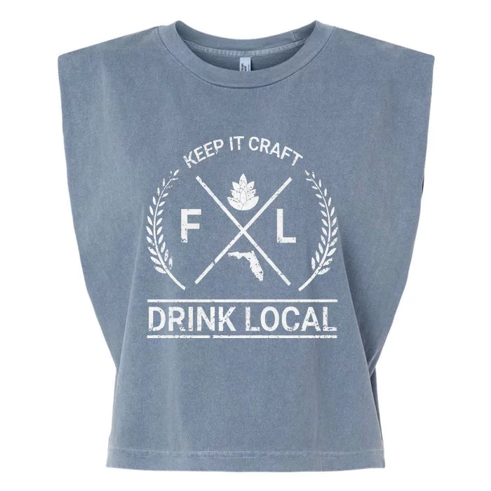 Drink Local Florida Vintage Craft Beer Brewing Garment-Dyed Women's Muscle Tee