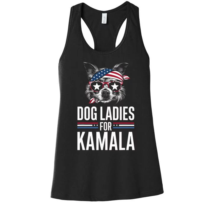 Dog Ladies For Kamala Funny Dog 2024 President Kamala Harris Women's Racerback Tank