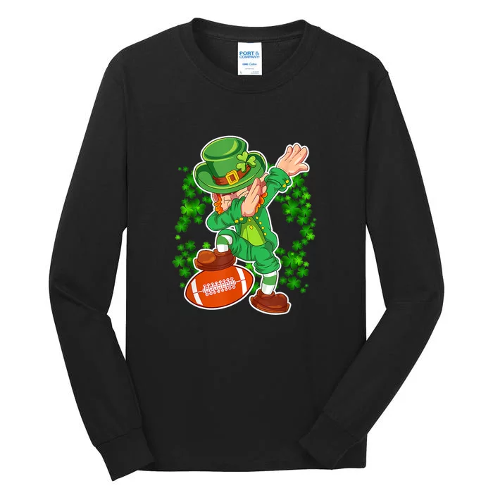 Dabbing Leprechaun Football St Patrick's Day Boys Kids Tall Long Sleeve T-Shirt