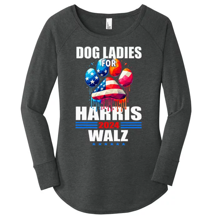 Dog Ladies For Harris Walz 2024 Women's Perfect Tri Tunic Long Sleeve Shirt