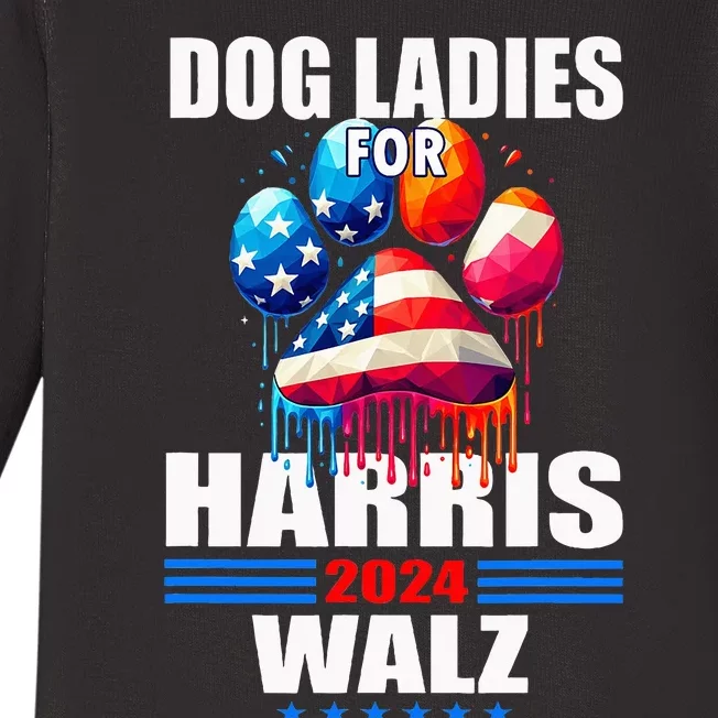 Dog Ladies For Harris Walz 2024 Baby Long Sleeve Bodysuit