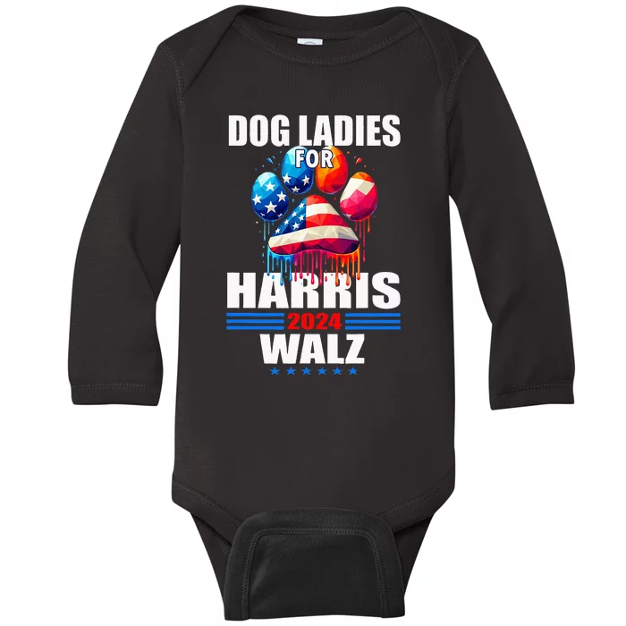 Dog Ladies For Harris Walz 2024 Baby Long Sleeve Bodysuit