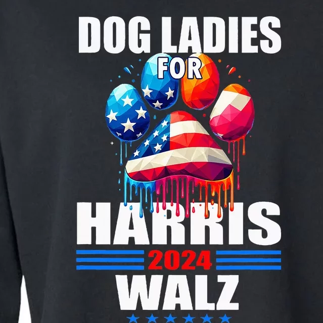 Dog Ladies For Harris Walz 2024 Cropped Pullover Crew