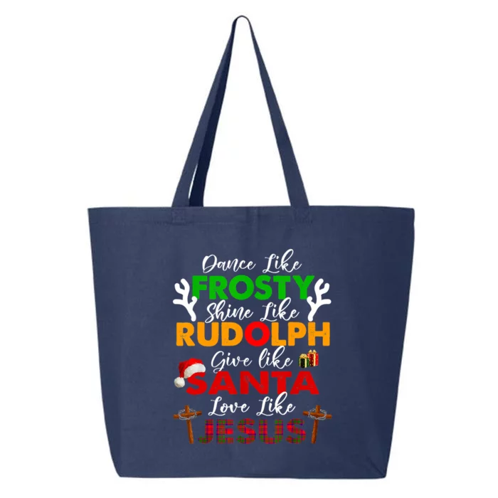 Dance Like Frosty Shine Rudolph Give Santa Love Jesus Xmas 25L Jumbo Tote