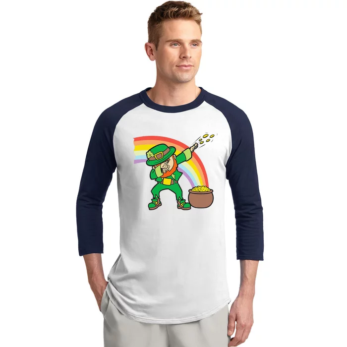 Dabbing Leprechaun Funny St Patricks Day Dab Baseball Sleeve Shirt