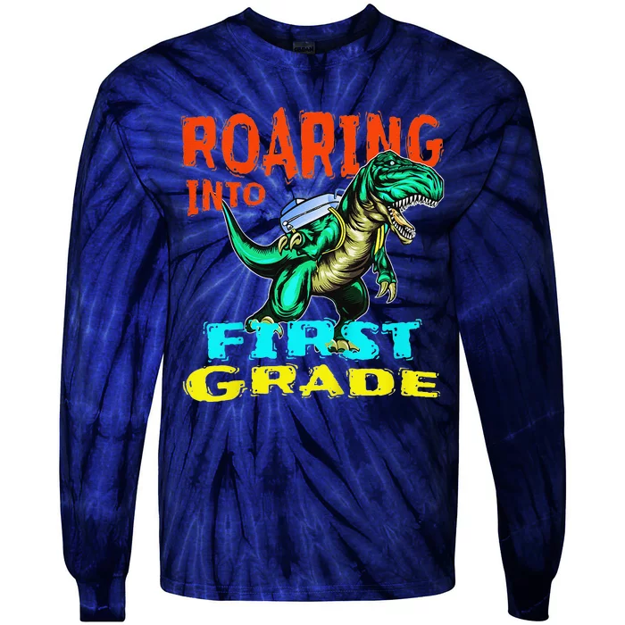 Dino Lover First Day Of School Outfit 1st Grade Tee Tie-Dye Long Sleeve Shirt