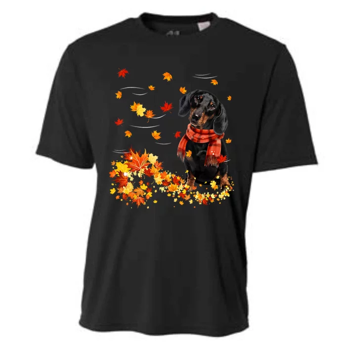 Dachshund Leaf Fall Hello Autumn For Dog Lover Thanksgiving Gift Cooling Performance Crew T-Shirt