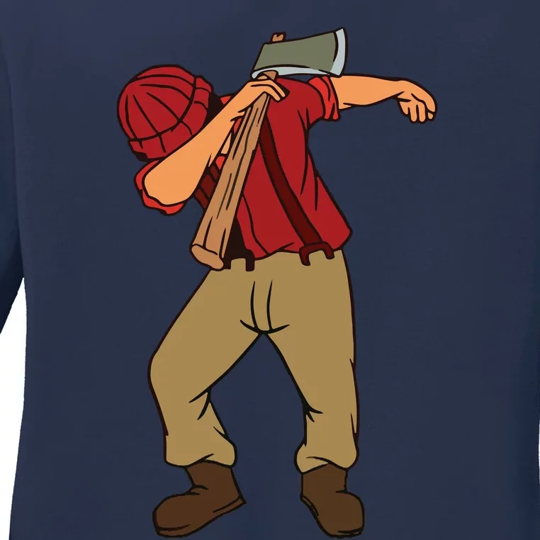 Dabbing Lumberjack Funny Dab Lumberman Gift Tee Ladies Long Sleeve Shirt