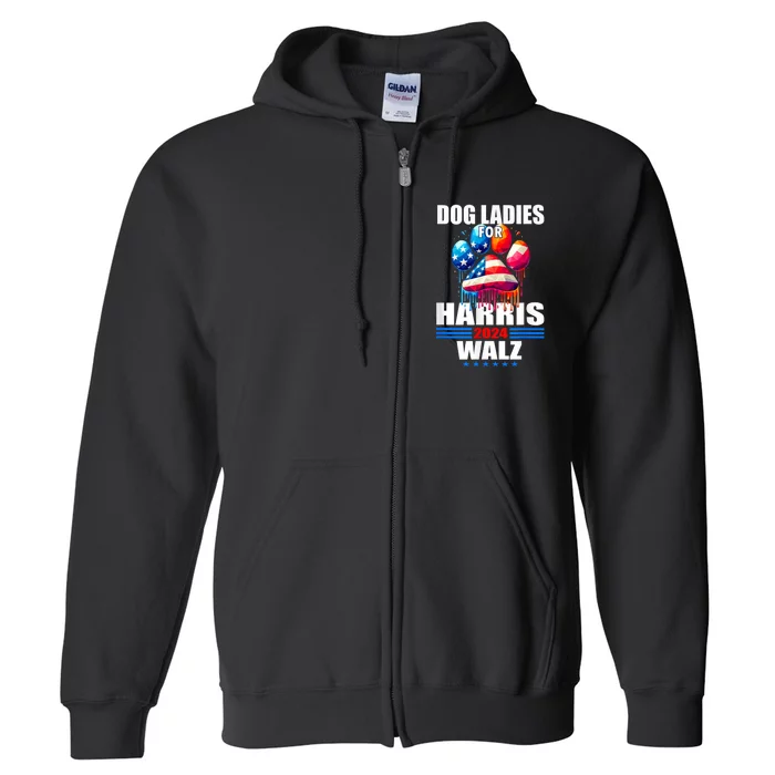 Dog Ladies For Harris Walz 2024 Full Zip Hoodie