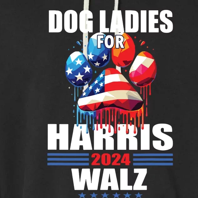 Dog Ladies For Harris Walz 2024 Garment-Dyed Fleece Hoodie