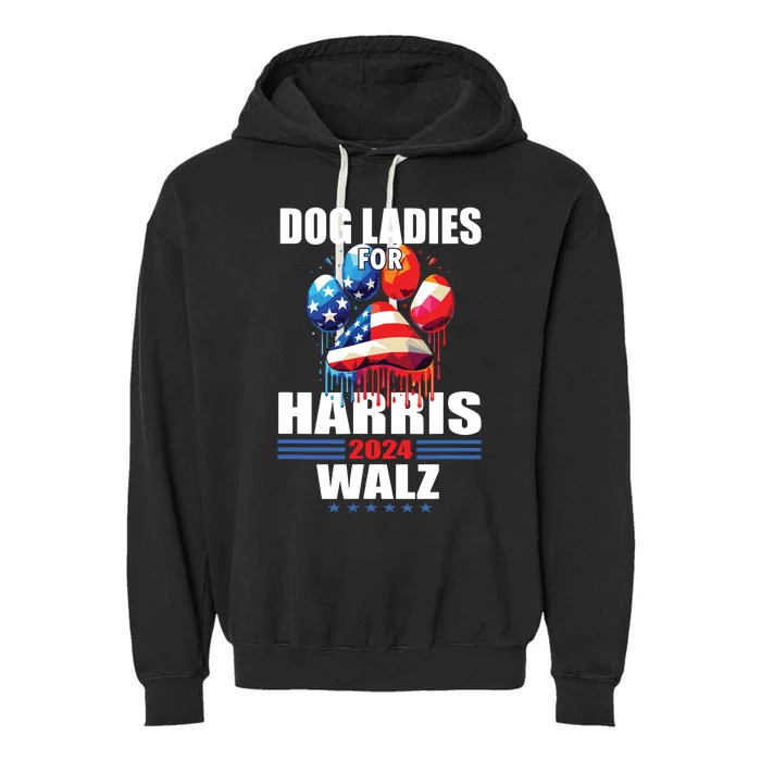 Dog Ladies For Harris Walz 2024 Garment-Dyed Fleece Hoodie