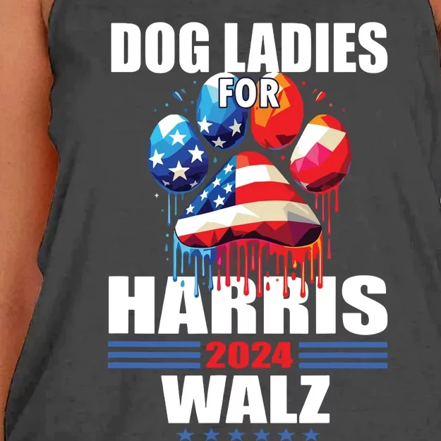 Dog Ladies For Harris Walz 2024 Women's Knotted Racerback Tank