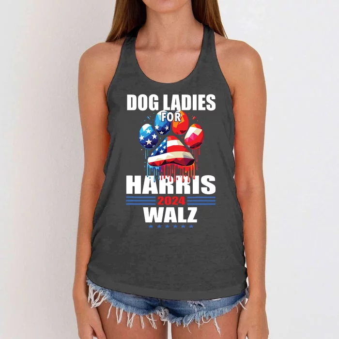 Dog Ladies For Harris Walz 2024 Women's Knotted Racerback Tank