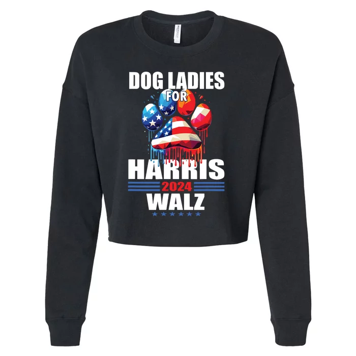 Dog Ladies For Harris Walz 2024 Cropped Pullover Crew