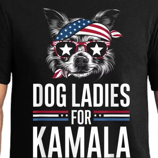 Dog Ladies For Kamala Funny Dog 2024 President Kamala Harris Pajama Set