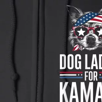 Dog Ladies For Kamala Funny Dog 2024 President Kamala Harris Full Zip Hoodie