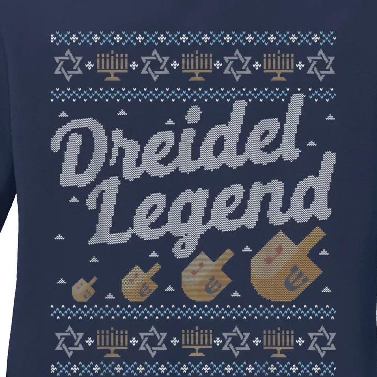 Dreidel Legend Funny Ugly Hanukkah Sweater Gifts Ladies Long Sleeve Shirt