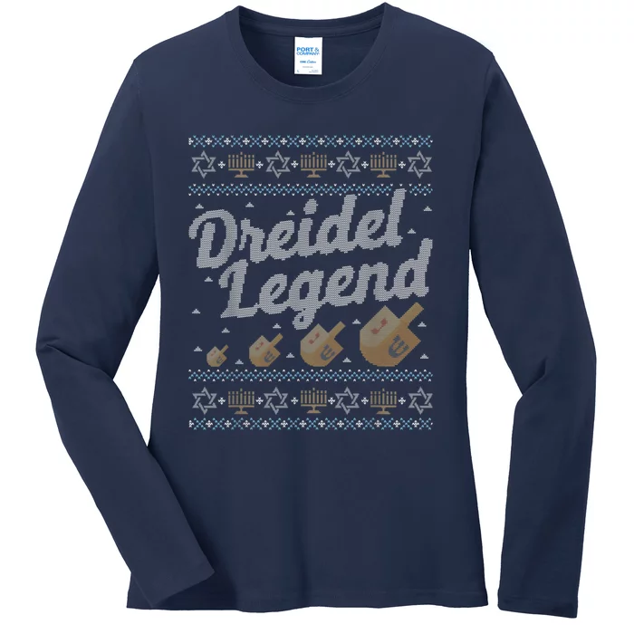 Dreidel Legend Funny Ugly Hanukkah Sweater Gifts Ladies Long Sleeve Shirt