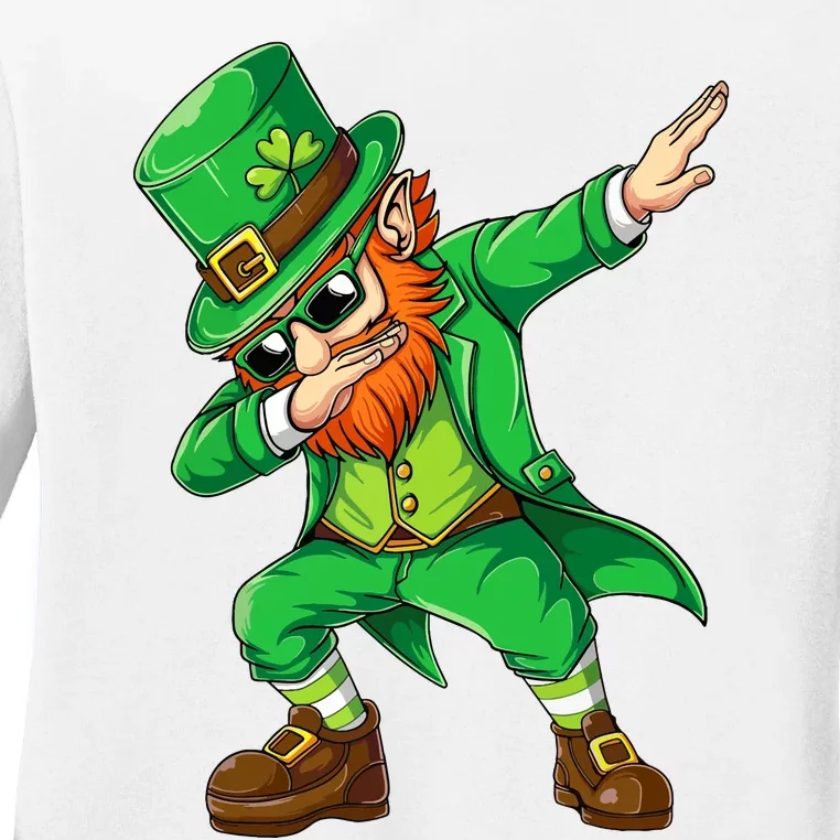 Dabbing Leprechaun Funny Gift St Patricks Day Ladies Long Sleeve Shirt