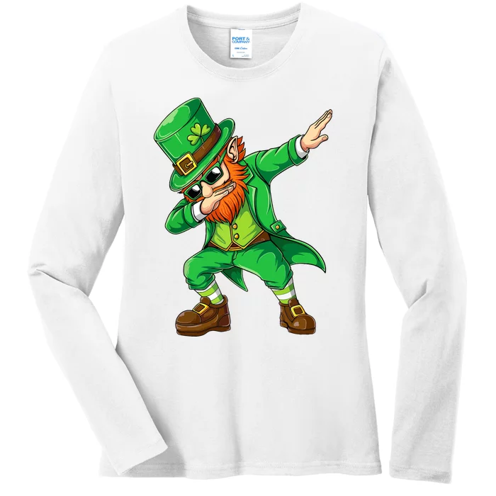 Dabbing Leprechaun Funny Gift St Patricks Day Ladies Long Sleeve Shirt