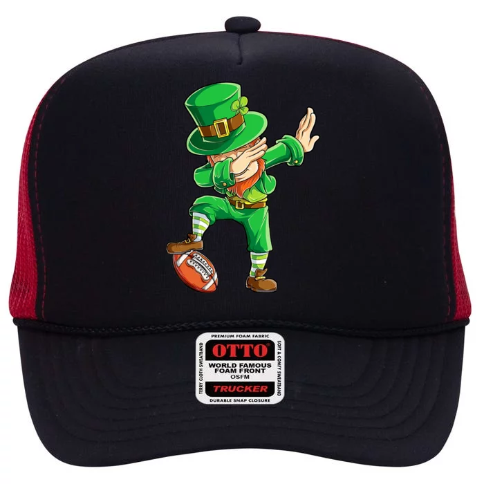 Dabbing Leprechaun Football St Patricks Day Sports High Crown Mesh Trucker Hat