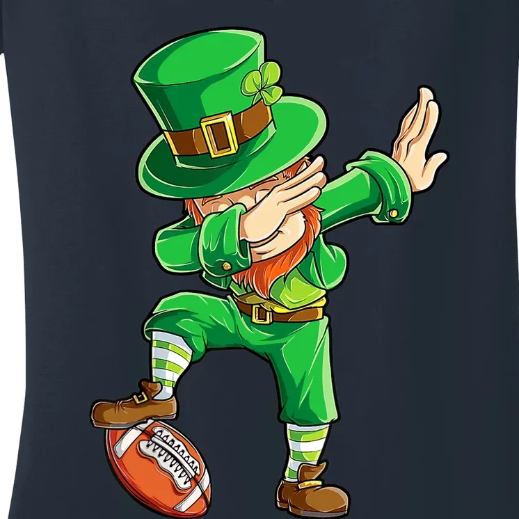 Dabbing Leprechaun Football St Patricks Day Sports Women's V-Neck T-Shirt